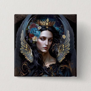 Dark Queen Angel Fantasy Art Button