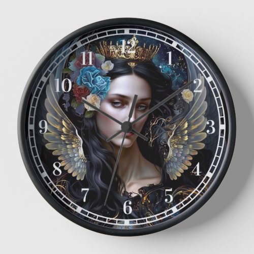 Dark Queen Angel Fantasy Art Clock