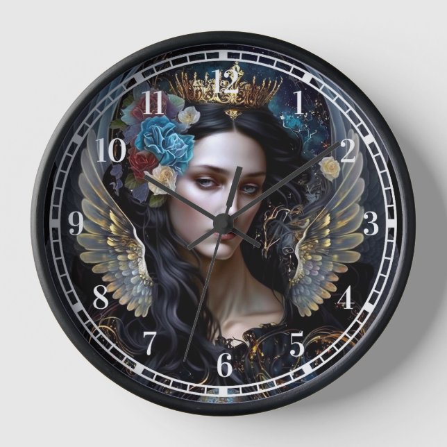 Dark Queen Angel Fantasy Art Clock (Front)