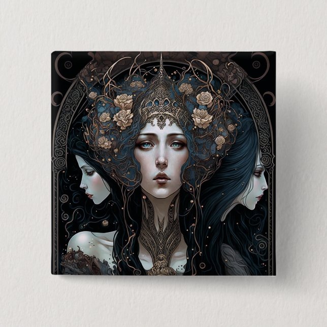 Dark Queen Fantasy Art Button (Front)