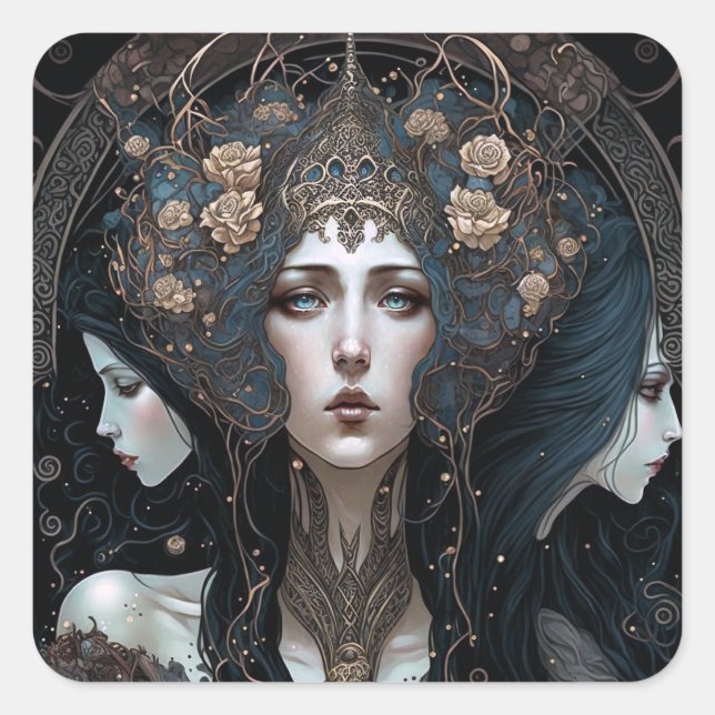 Dark Queen Fantasy Art Square Sticker (Front)