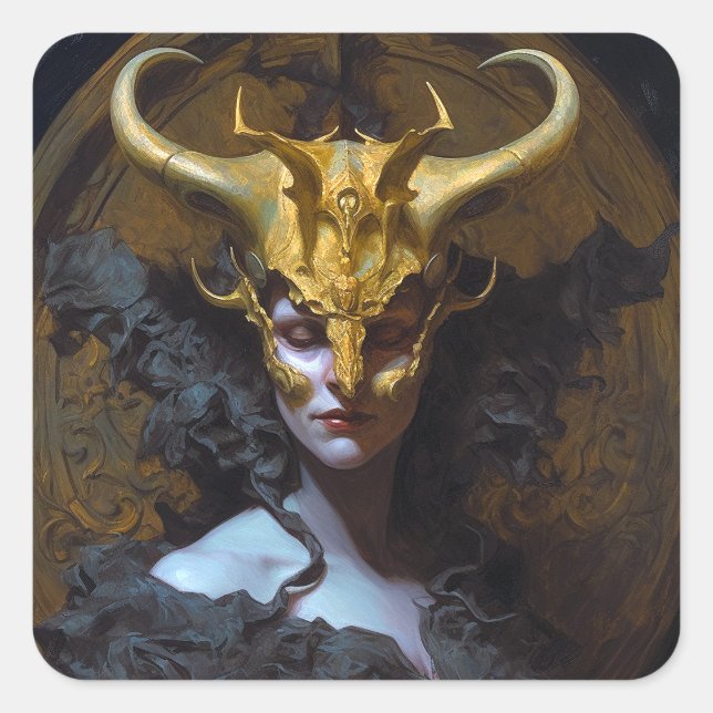 Dark Queen Fantasy Art Square Sticker (Front)