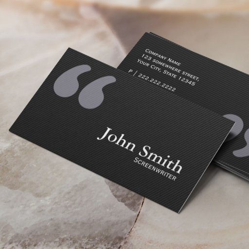 Customizable Dark Quote Marks Screenwriter Business Card
