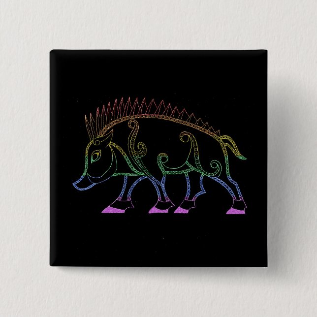Dark Rainbow Boar Button (Front)