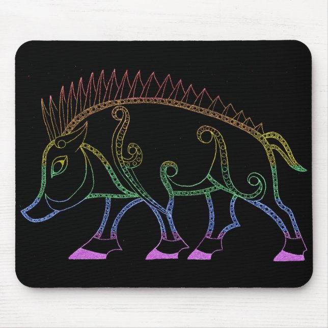 Dark Rainbow Boar Mouse Pad (Front)