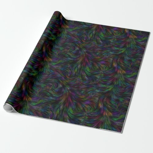 Dark Rainbow Feather Swirl Wrapping Paper