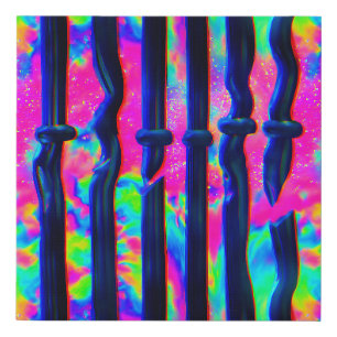 Dark Rainbow Glitch Bars Faux Canvas Print