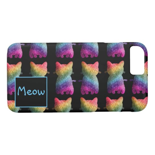 Dark Rainbow Glitter Cat Pattern iPhone 87 Case