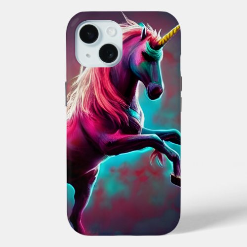 Dark Rainbow Gothic Unicorn AI created digital art iPhone 15 Case