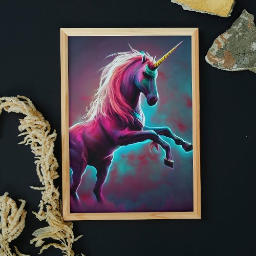 Dark Rainbow Gothic Unicorn AI created digital art Poster