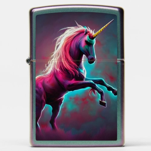 Dark Rainbow Gothic Unicorn AI created digital art Zippo Lighter