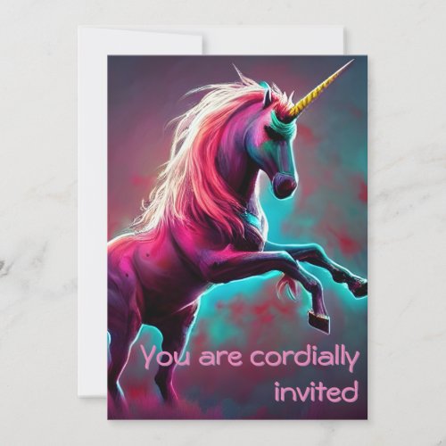 Dark Rainbow Gothic Unicorn You are invited Invitation