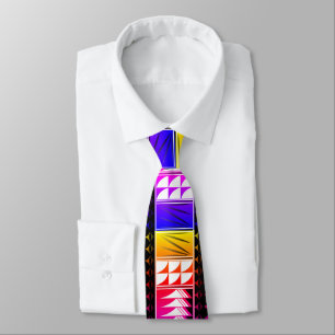 Dark Rainbow Native Feather Blessings Tie