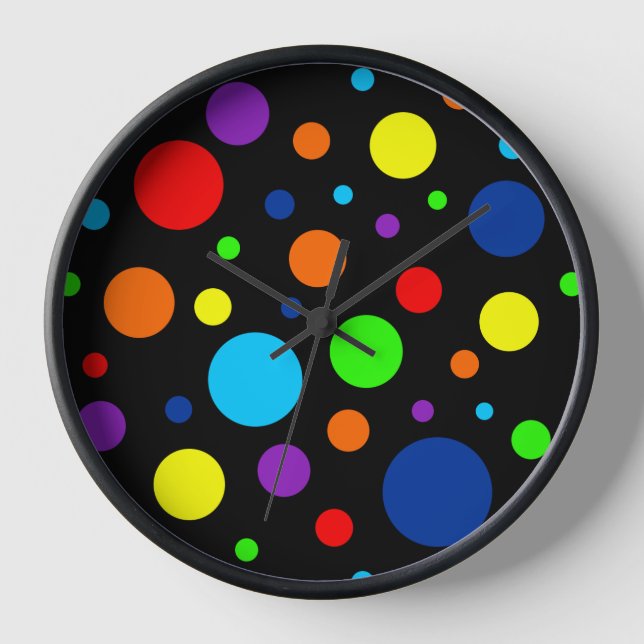 Dark Rainbow Spots Clock (Front)