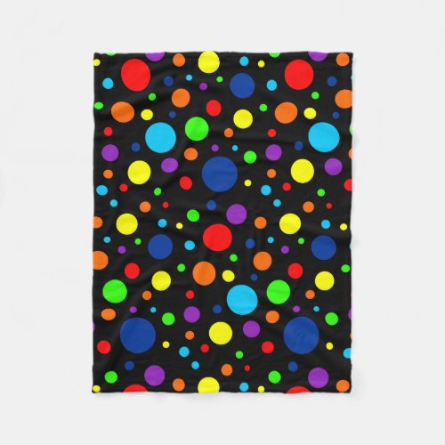 Dark Rainbow Spots Fleece Blanket