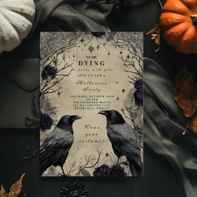 Dark Raven Roses Halloween Gathering Invitation (Creator Uploaded)