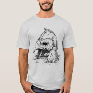 Dark Raven Warrior Helmet – Gothic Viking Sketch T-Shirt