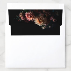 Dark Realistic Flowers Wedding Envelope Liner