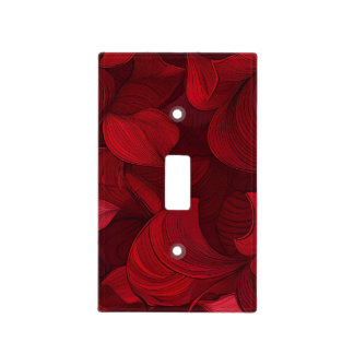 Dark Red Abstract Leaves Light Switch Cover