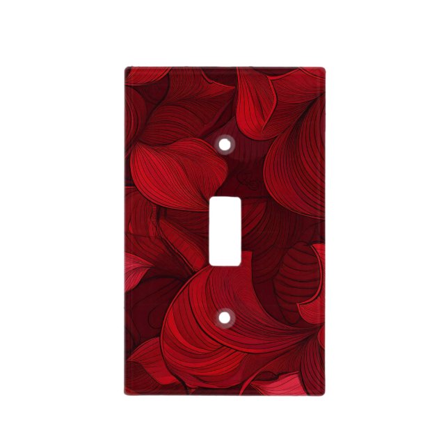 Dark Red Abstract Leaves Light Switch Cover (Front)
