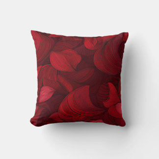 Dark Red Abstract Leaves Throw Pillow