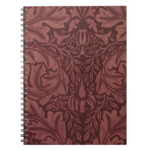 Dark Red Acanthus Leaves (by William Morris) Notebook