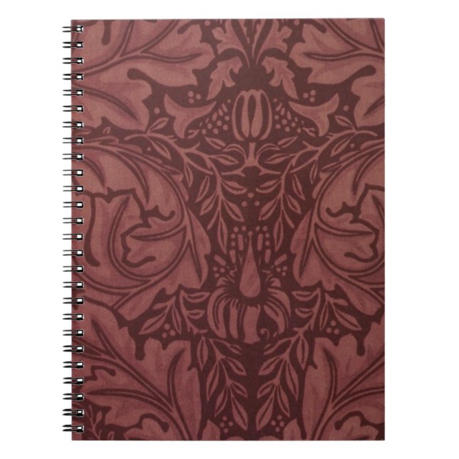 Dark Red Acanthus Leaves (by William Morris) Notebook (Front)