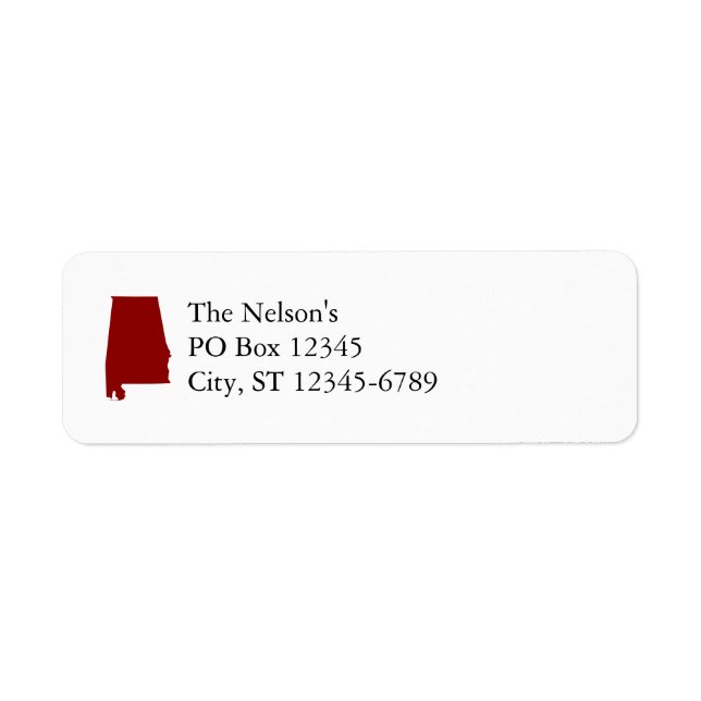 Dark Red Alabama Shape Label (Front)