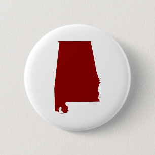 Dark Red Alabama Shape Pinback Button