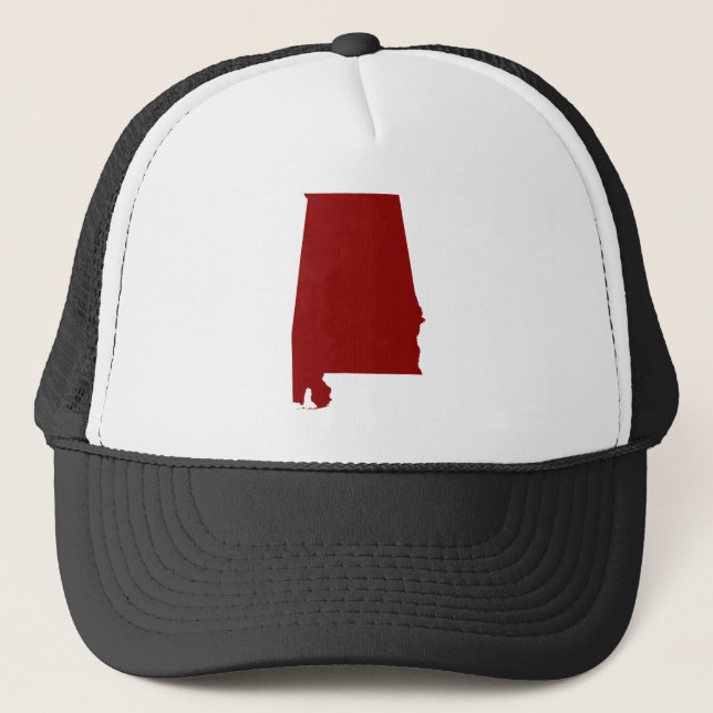 Dark Red Alabama Shape Trucker Hat (Front)