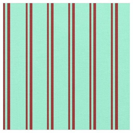 Dark Red and Aquamarine Lined Pattern Fabric