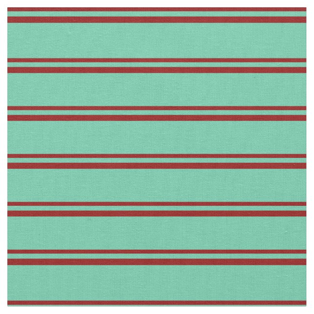 Dark Red and Aquamarine Striped/Lined Pattern Fabric (Close Up)