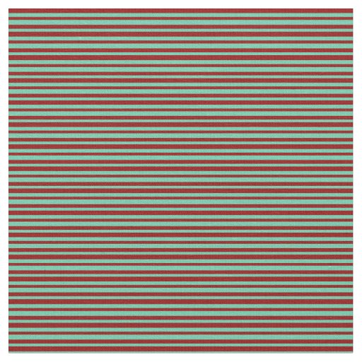 Dark Red and Aquamarine Stripes Pattern Fabric