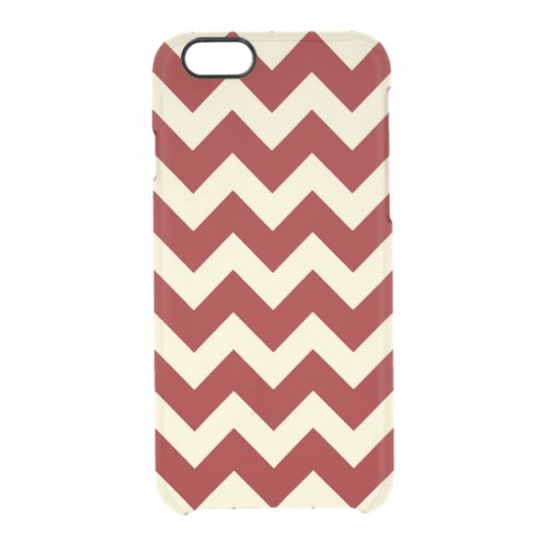 Dark Red And Beige Retro Chevron Pattern 2 Clear iPhone 66S Case