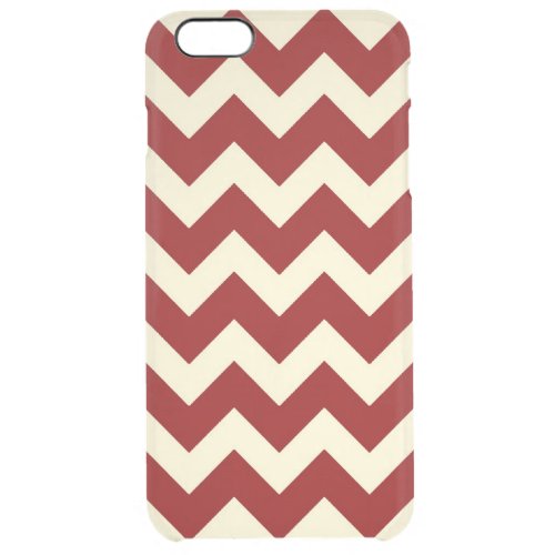 Dark Red And Beige Retro Chevron Pattern 2 Clear iPhone 6 Plus Case