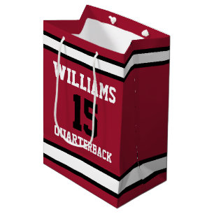 Dark Red and Black 7” l x 4.5” w x 10” Medium Gift Bag