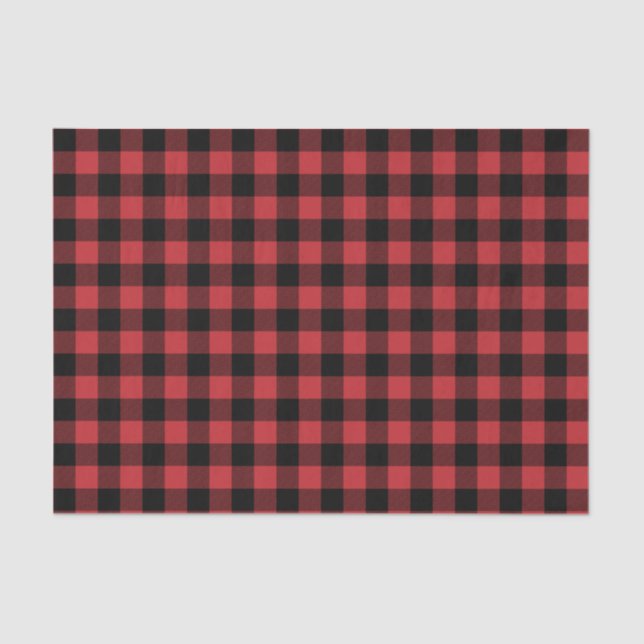 Dark Red and Black Buffalo Plaid Tissue Paper (Front)