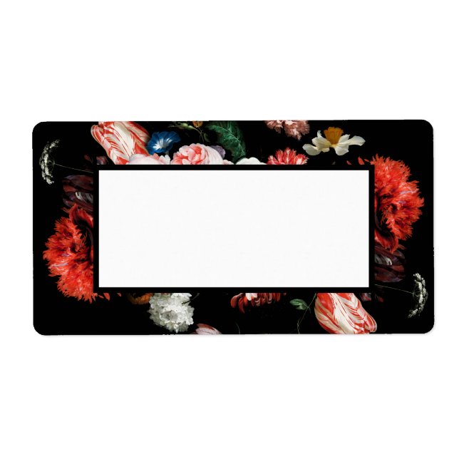 Dark Red and Black Floral Blank Address Labels (Front)
