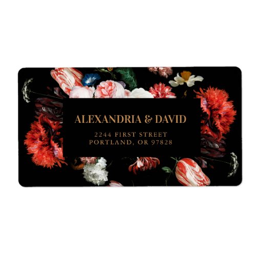 Dark Red and Black Floral Return Address Labels