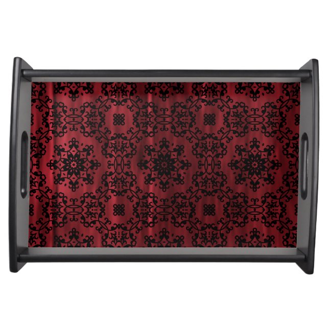 Dark red and black Gothic grunge geometric Serving Tray (Front)