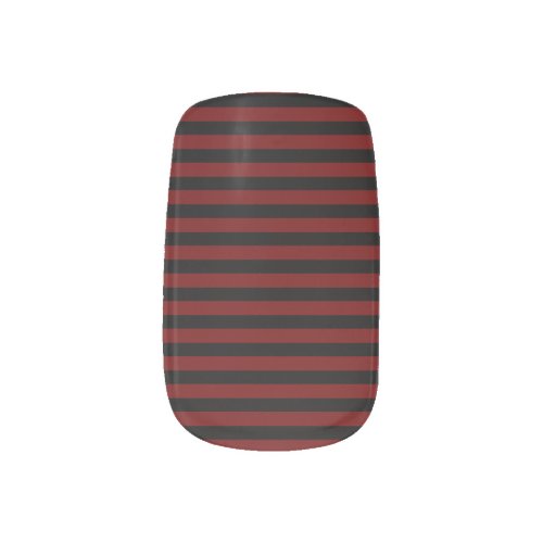 Dark Red and Black Striped  Minx Nail Art