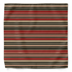 Dark Red and Black Striped Pattern Bandana