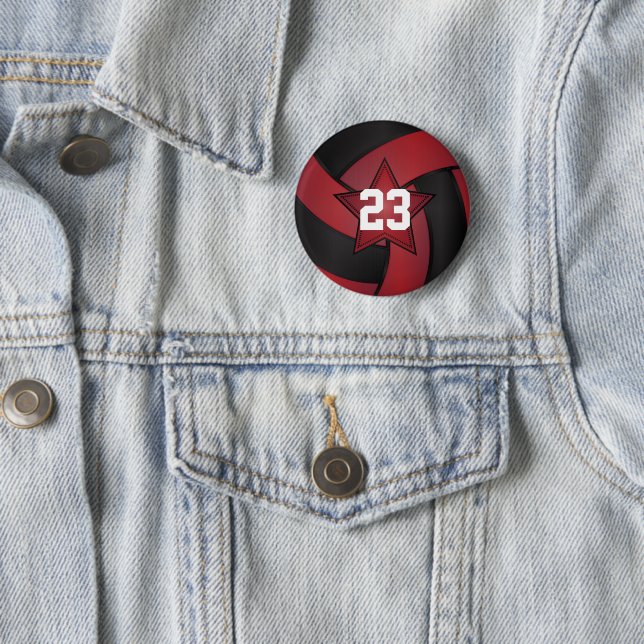 Dark Red and Black Volleyball Star Players Button (In Situ)