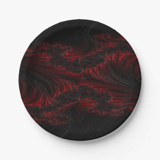 Dark red and black waves hd wallpaper paper plates (Front)