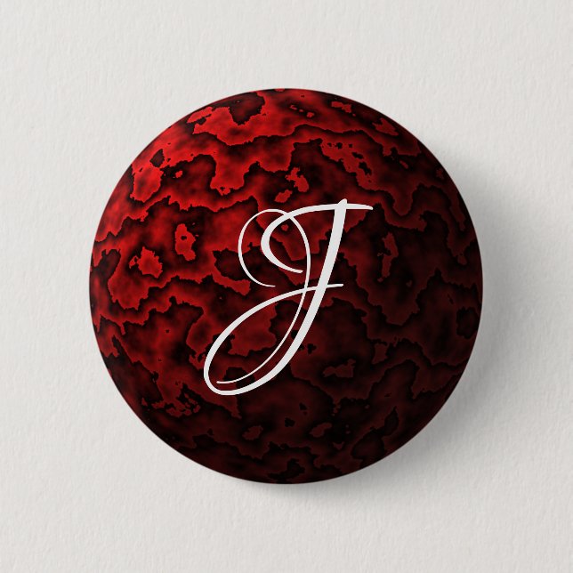 Dark Red and Black Wavy Pattern Pinback Button (Front)