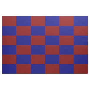 Dark Red and Blue Checkered Rectangles Pattern Fabric