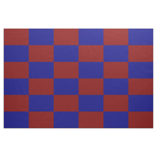 Dark Red and Blue Checkered Rectangles Pattern Fabric