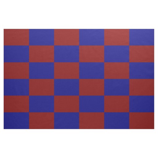 Dark Red and Blue Checkered Rectangles Pattern Fabric