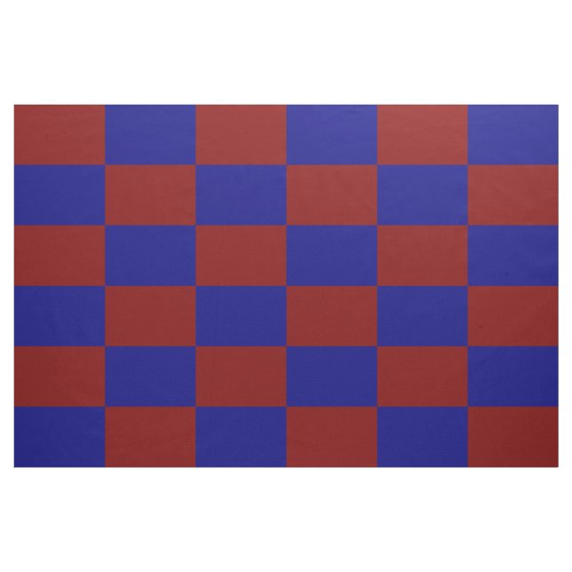 Dark Red and Blue Checkered Rectangles Pattern Fabric (Yard)