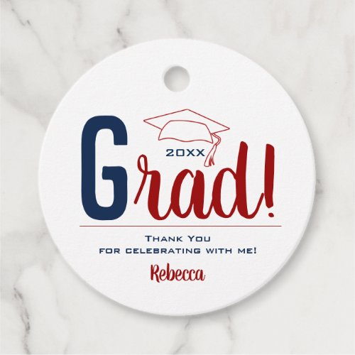 Dark Red and Blue Graduation Cap Favor Tags